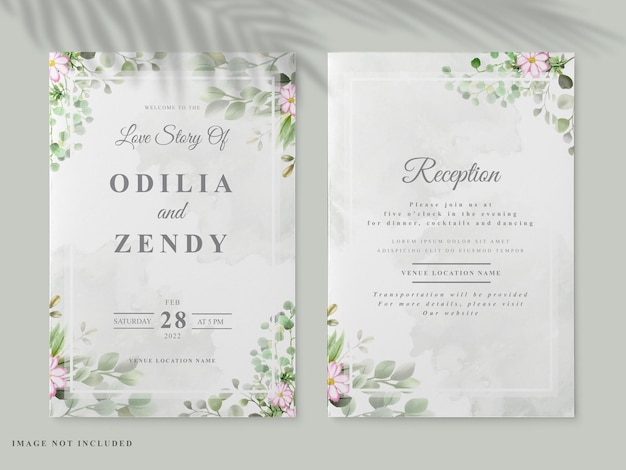 beautiful wedding invitation with elegant floral hand drawn