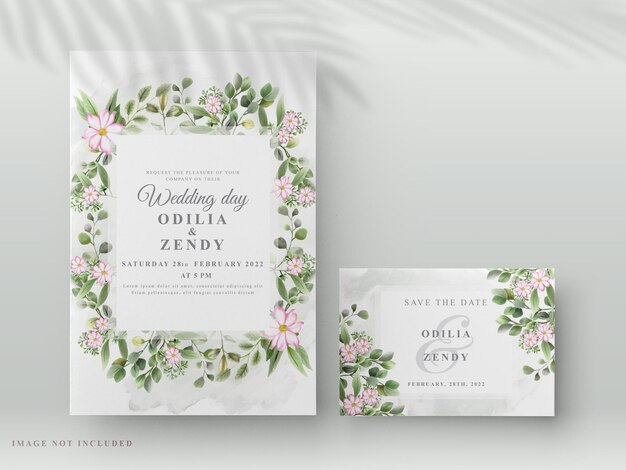 beautiful wedding invitation with elegant floral hand drawn