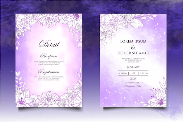 Beautiful wedding invitation with floral elements