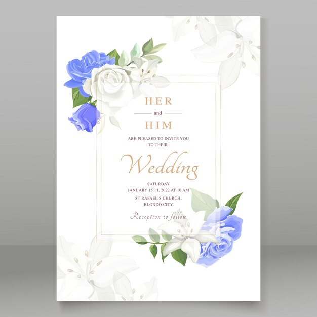 Vector beautiful wedding invitation with floral frame