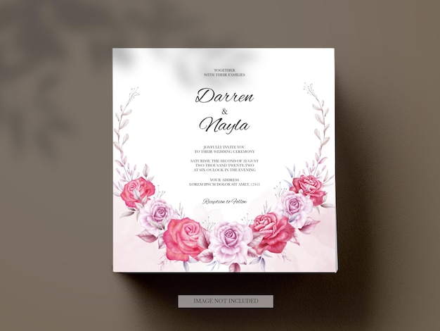 Beautiful wedding invitation with rose ornament