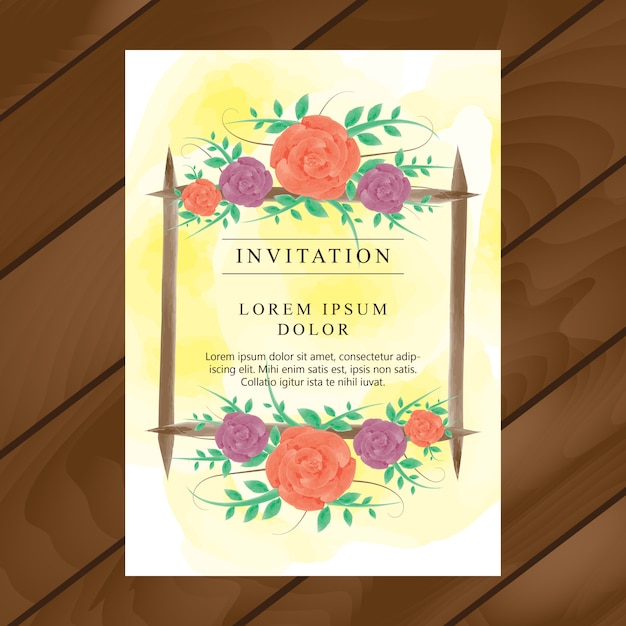 Vector beautiful wedding invitation with roses