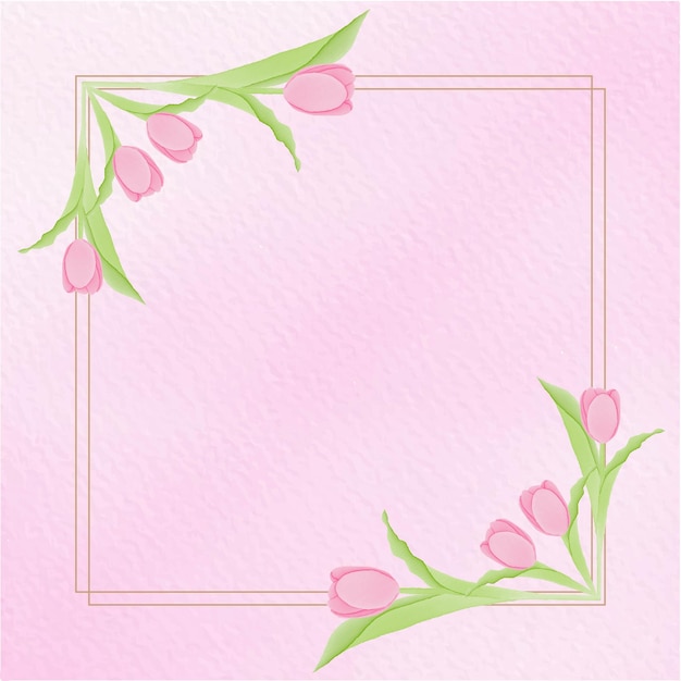 수채화 튤립 꽃과 함께 아름 다운 청첩장