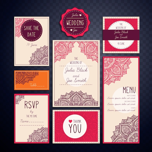 Vector beautiful wedding set