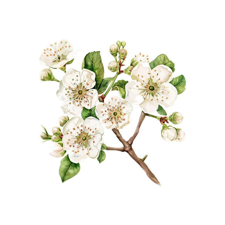 Vector beautiful white flowering branch vector illustration design