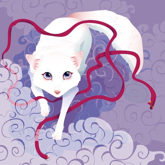 beautiful white fox vector illustration