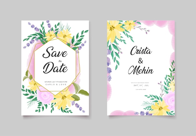 美しい野生の花の結婚式の招待カード