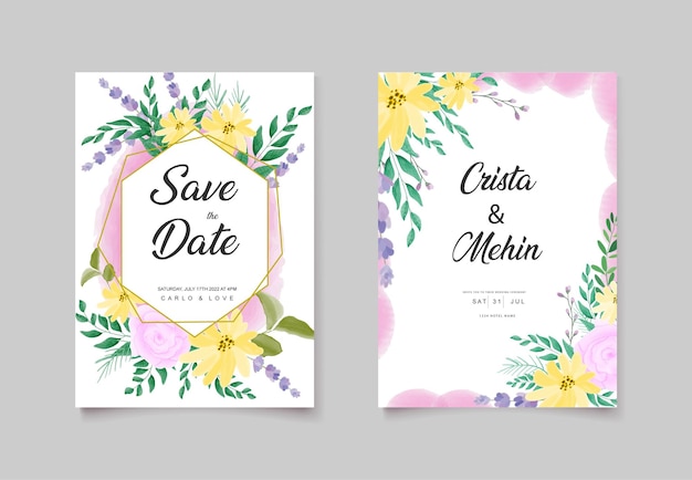 beautiful wild flower wedding invitation card