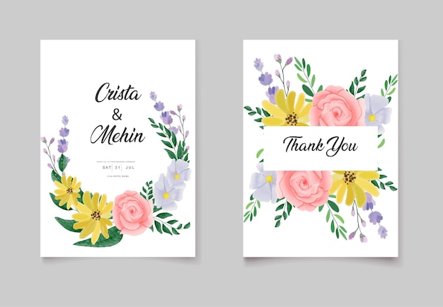 Beautiful wild flower wedding invitation card