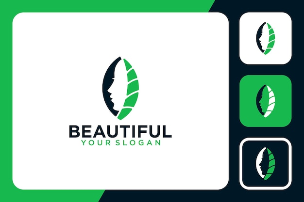 beautiful with leaf logo design inspiration
