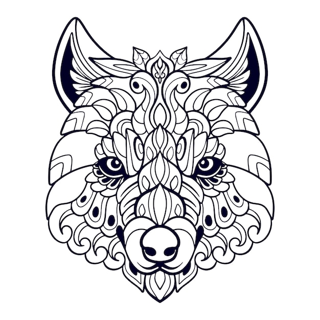 Vector beautiful wolf head mandala arts isolated on white background