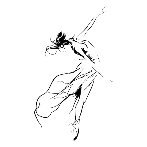 Beautiful woman ballerina in a dance pose vector illustration