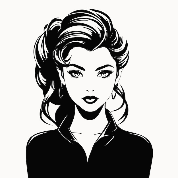 Beautiful woman in black and white Vector illustration Fashion girl