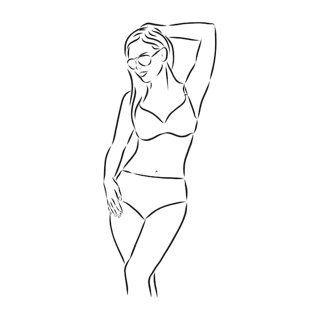Вектор Красивые женские тела в бикини векторные иллюстрации купальник векторные иллюстрации эскиз