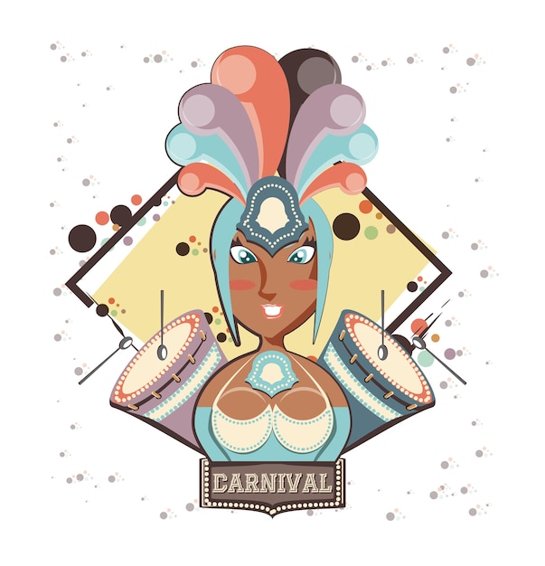 Vector beautiful woman carnival character