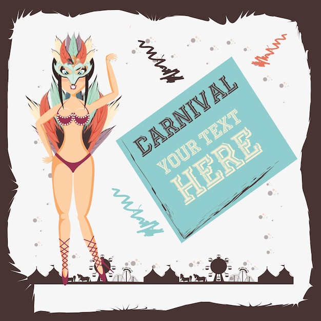 Vector beautiful woman carnival character