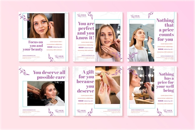 Vector beautiful woman cosmetic instagram post template