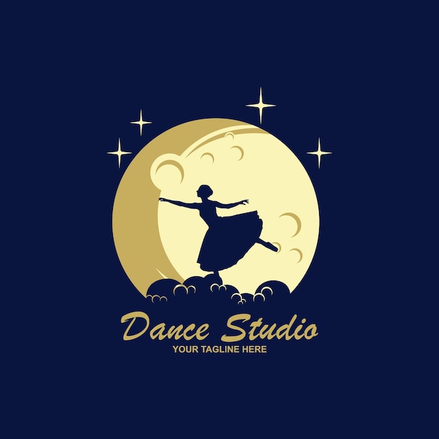 Beautiful woman dancing logo design concept template