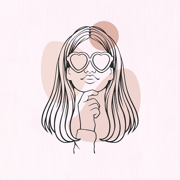 Vector beautiful woman design for valentines day in line art style