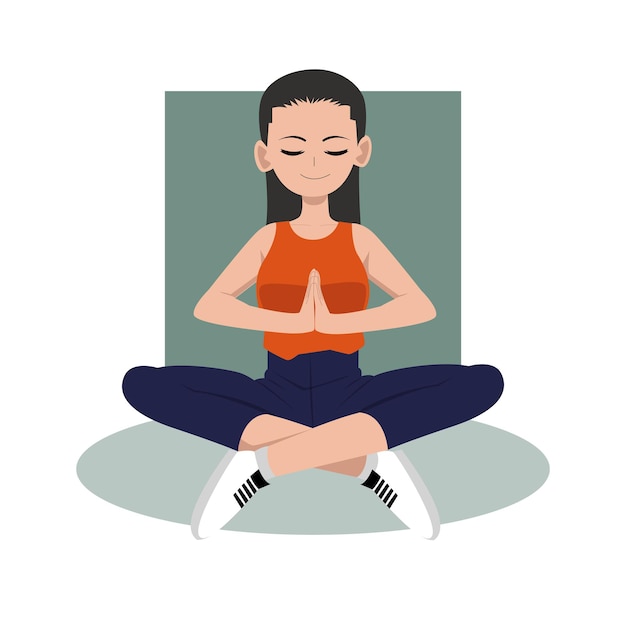 Vector beautiful woman doing yoga