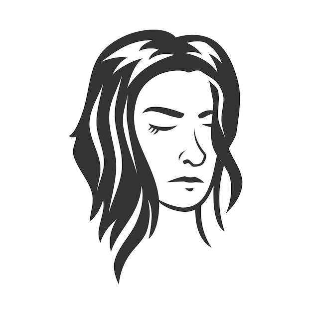 Beautiful woman face logo design Icon Illustration Brand Identity template