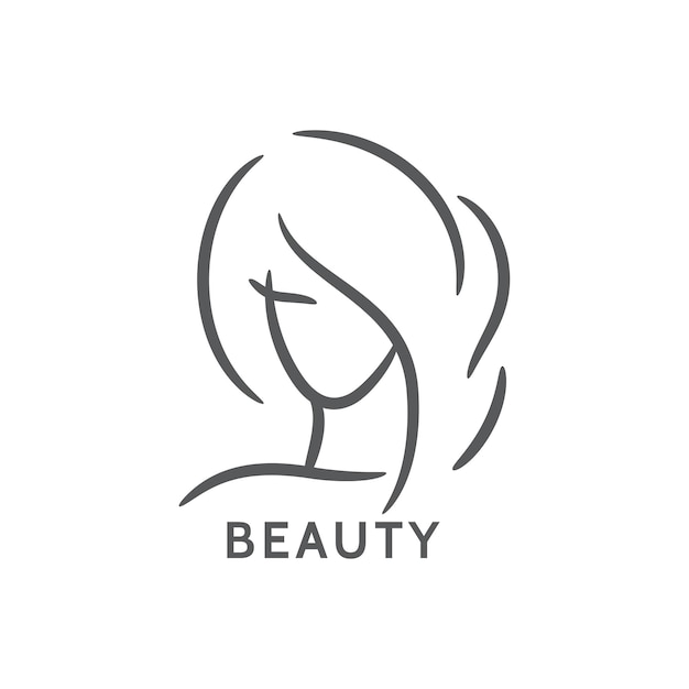 Beautiful woman face logo template for hair salon vector illustration