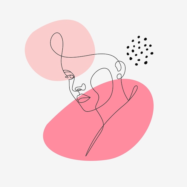 Vector beautiful woman face in minimal style line art