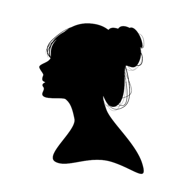 Beautiful woman face profile vector silhouette