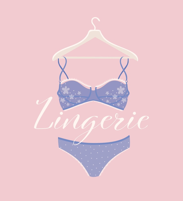 Vector beautiful woman gentle, lace underwear. flat female floral bra and panty set. vector lingerie.
