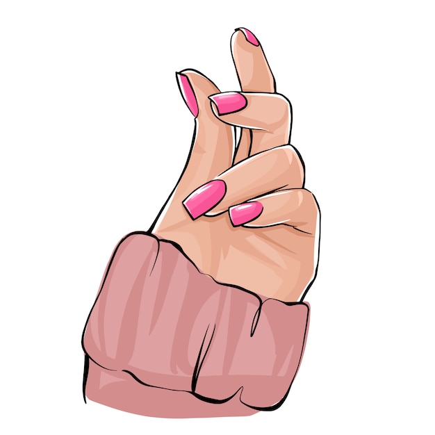 Vector beautiful woman hand with nude nail polish.