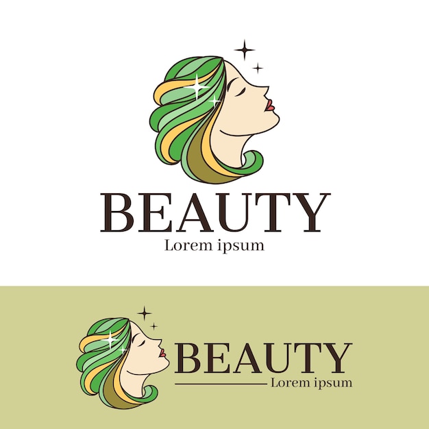 Vector beautiful woman head logo design template