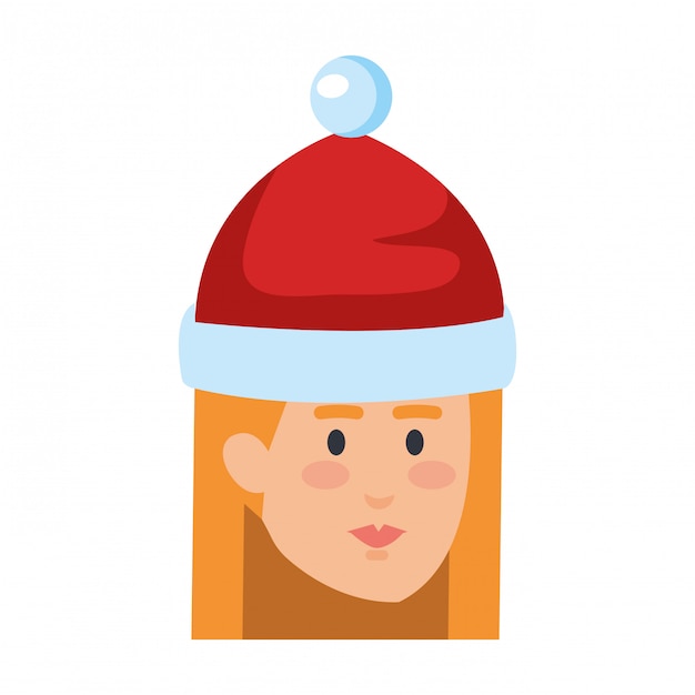 Beautiful woman head with santa hat