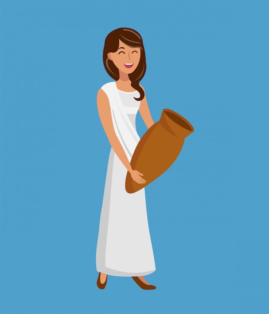 Beautiful woman holding jug vector illustration