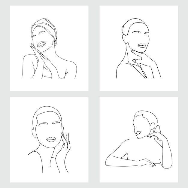 beautiful woman line art wall decoration vol 2