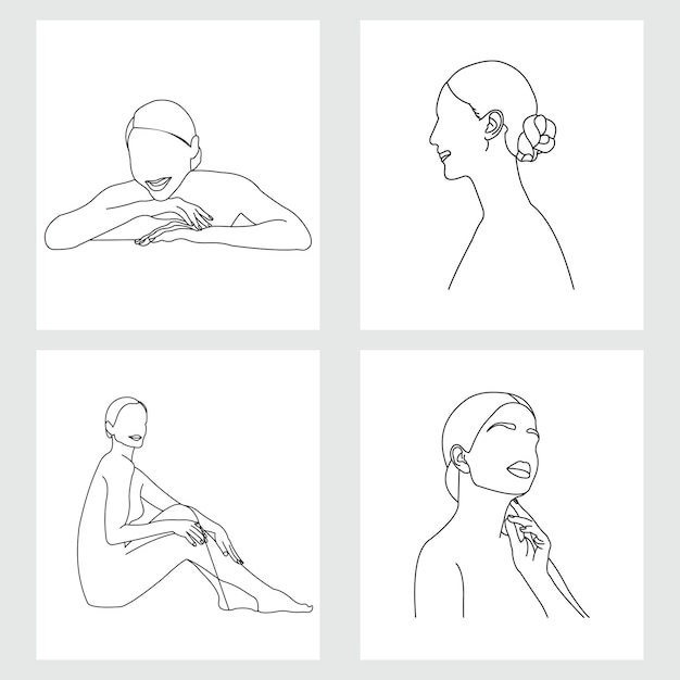 Красивая женщина Line Art Wall Decoration vol 3