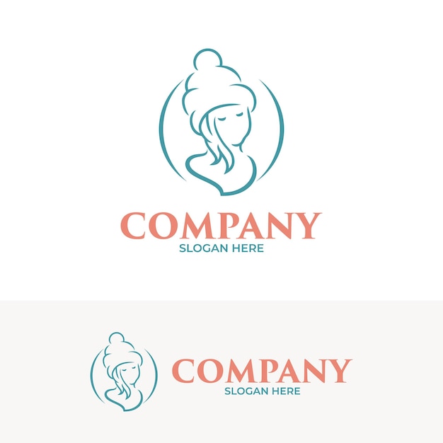 Vector beautiful woman logo design template