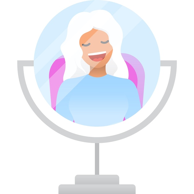 Vector beautiful woman mirror reflection icon flat vector