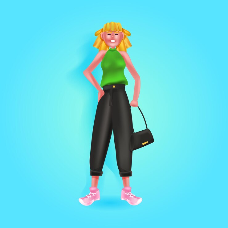 Vector beautiful woman model young girl standing pose full length