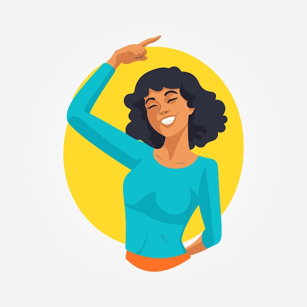 Beautiful woman pointing at something vector illustration