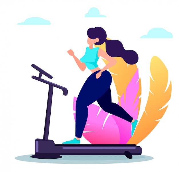 Beautiful woman running on treadmill