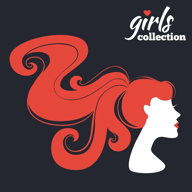 Beautiful woman silhouette. Girls collection