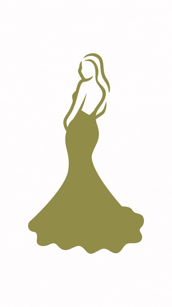 벡터 아름다운 여성 실루 일러스트레이션 디자인 로고 템플릿