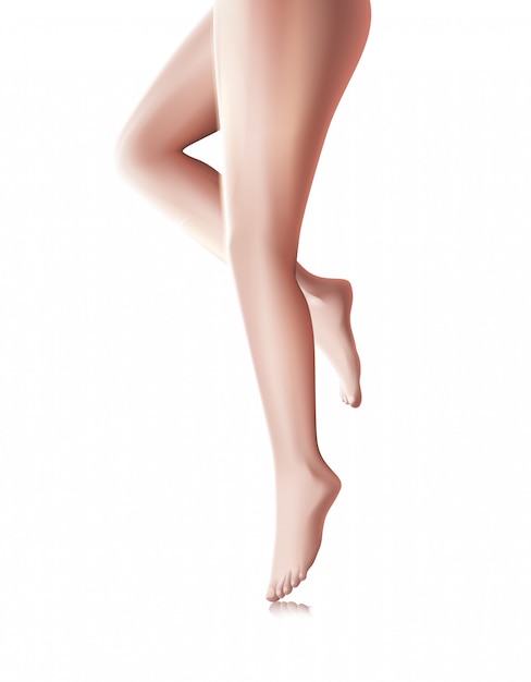 Vector beautiful woman smooth soft long hairless legs