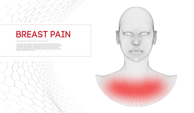 Bella donna che soffre di dolore al seno. sfondo vettoriale medico.