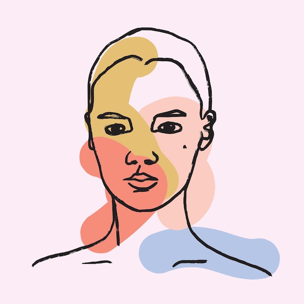 Vector beautiful woman vector illustration sketch style pastel portrait