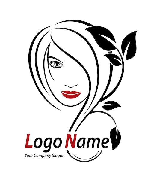 Прекрасная женщина векторный логотип шаблон парикмахерский салон красоты косметические процедуры спа-центр Векторный логотик