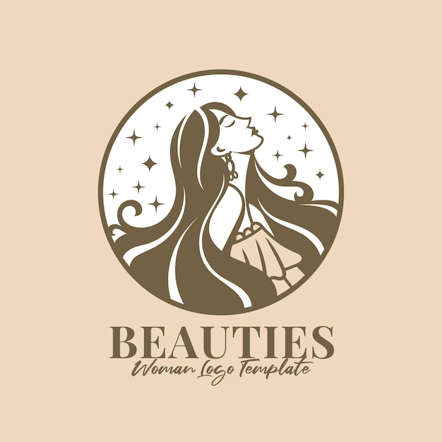 beautiful woman vector logo template