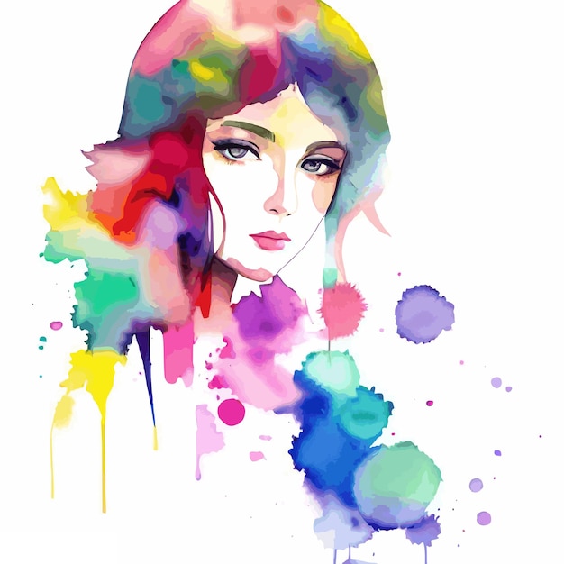 beautiful woman watercolor generative ai