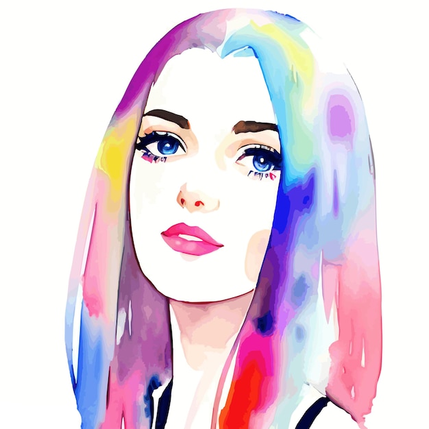 beautiful woman watercolor generative ai