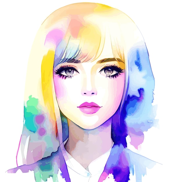 beautiful woman watercolor generative ai